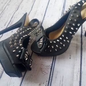 Spikey 5.5" stilettos with bow peep toe